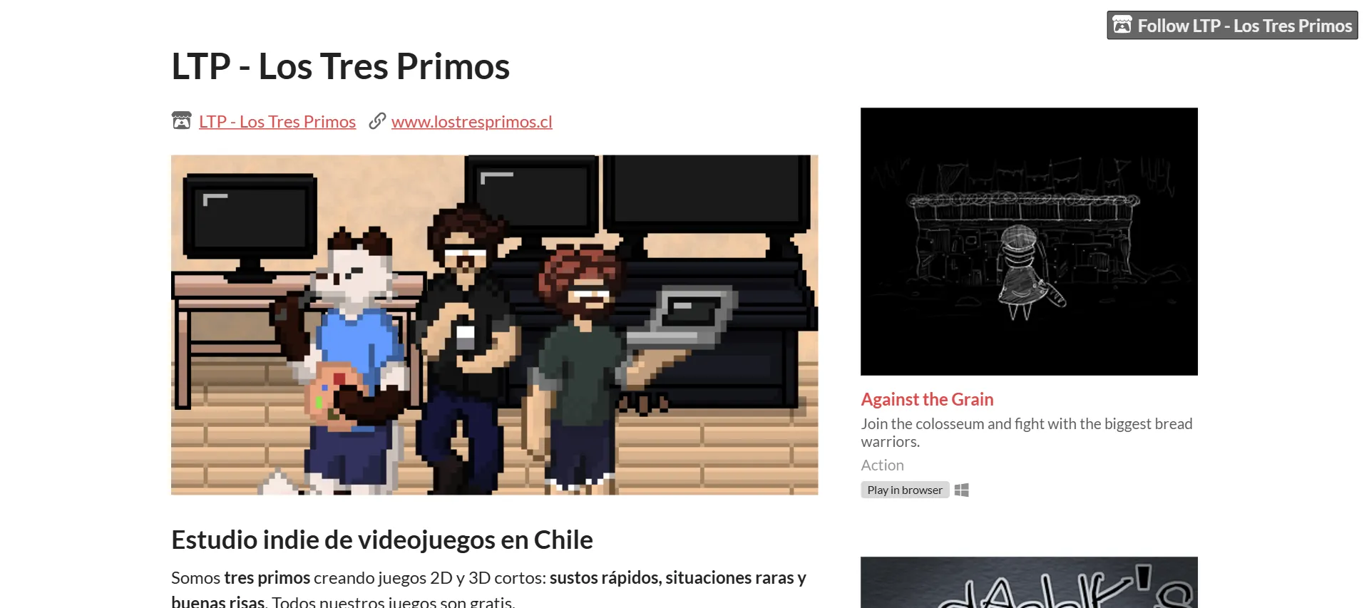 Preview of Los Tres Primos' itch.io page